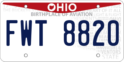 OH license plate FWT8820