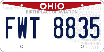 OH license plate FWT8835