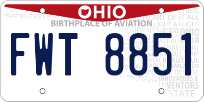 OH license plate FWT8851