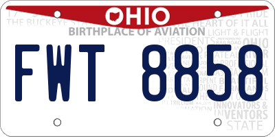 OH license plate FWT8858
