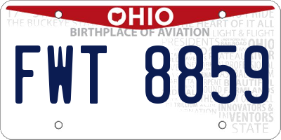 OH license plate FWT8859