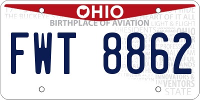 OH license plate FWT8862