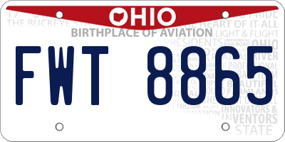 OH license plate FWT8865