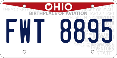 OH license plate FWT8895