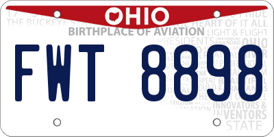 OH license plate FWT8898