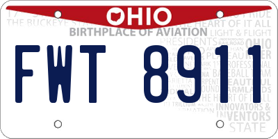 OH license plate FWT8911