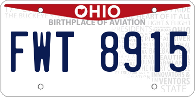 OH license plate FWT8915