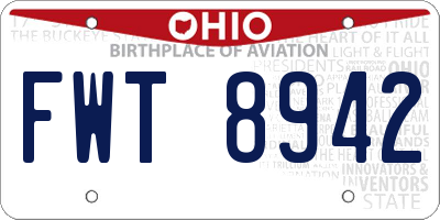OH license plate FWT8942