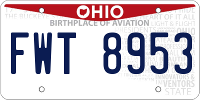 OH license plate FWT8953