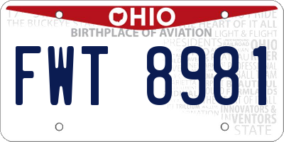 OH license plate FWT8981