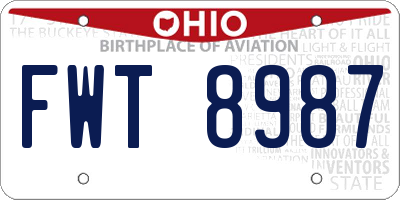 OH license plate FWT8987