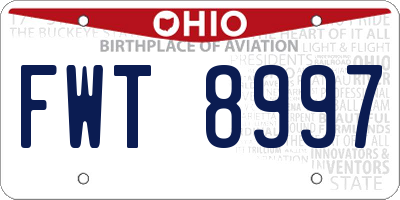 OH license plate FWT8997