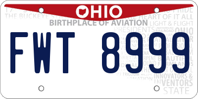 OH license plate FWT8999