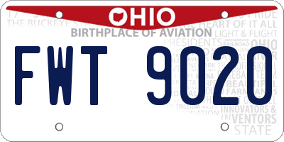 OH license plate FWT9020