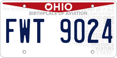 OH license plate FWT9024