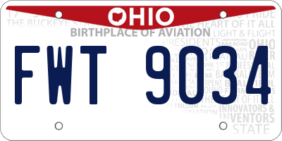 OH license plate FWT9034