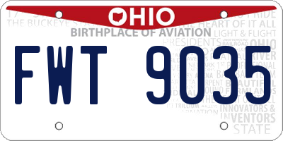 OH license plate FWT9035