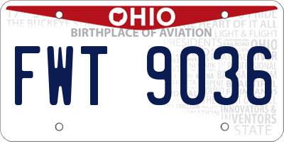 OH license plate FWT9036