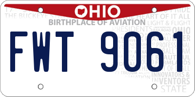 OH license plate FWT9061