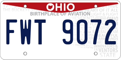OH license plate FWT9072