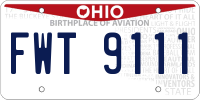 OH license plate FWT9111