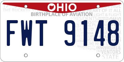 OH license plate FWT9148