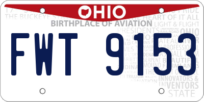 OH license plate FWT9153