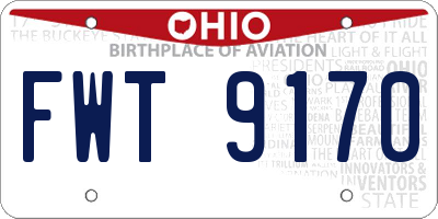 OH license plate FWT9170
