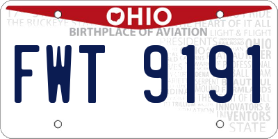 OH license plate FWT9191