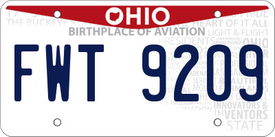 OH license plate FWT9209