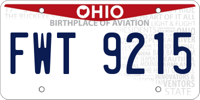 OH license plate FWT9215