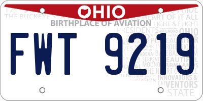 OH license plate FWT9219