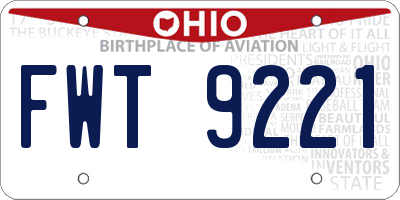 OH license plate FWT9221