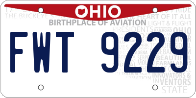 OH license plate FWT9229
