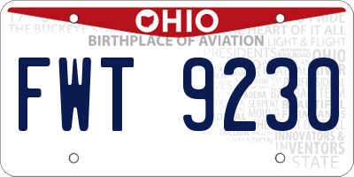 OH license plate FWT9230