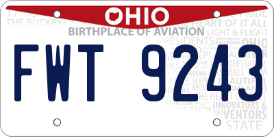 OH license plate FWT9243