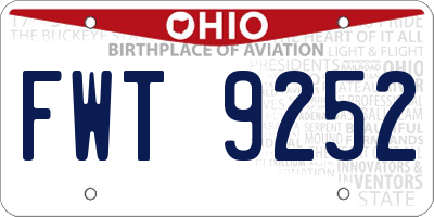 OH license plate FWT9252
