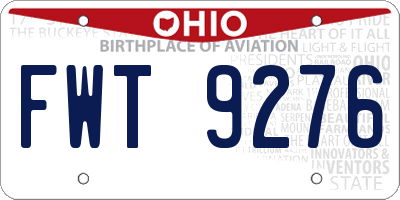 OH license plate FWT9276