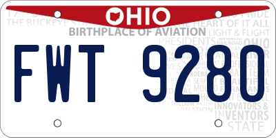 OH license plate FWT9280