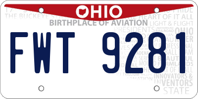 OH license plate FWT9281