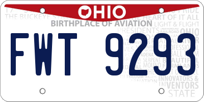 OH license plate FWT9293