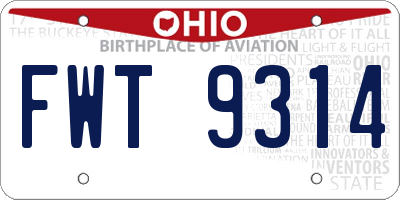 OH license plate FWT9314
