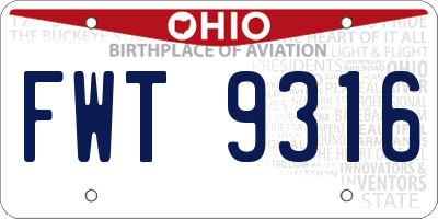 OH license plate FWT9316