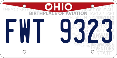 OH license plate FWT9323