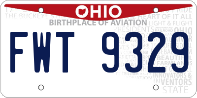 OH license plate FWT9329