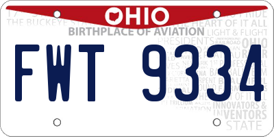 OH license plate FWT9334