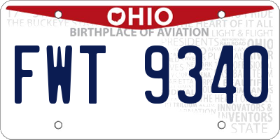 OH license plate FWT9340