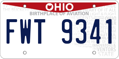 OH license plate FWT9341