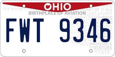 OH license plate FWT9346