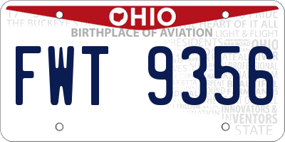 OH license plate FWT9356